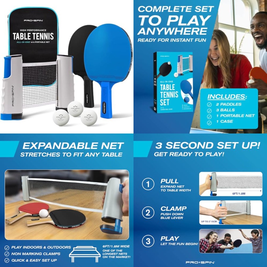 Portable Ping Pong Set with Re – Table Tennis Net Bewertung und Preis